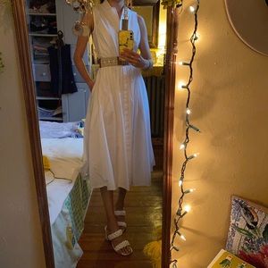 Midi white button down shirt dress